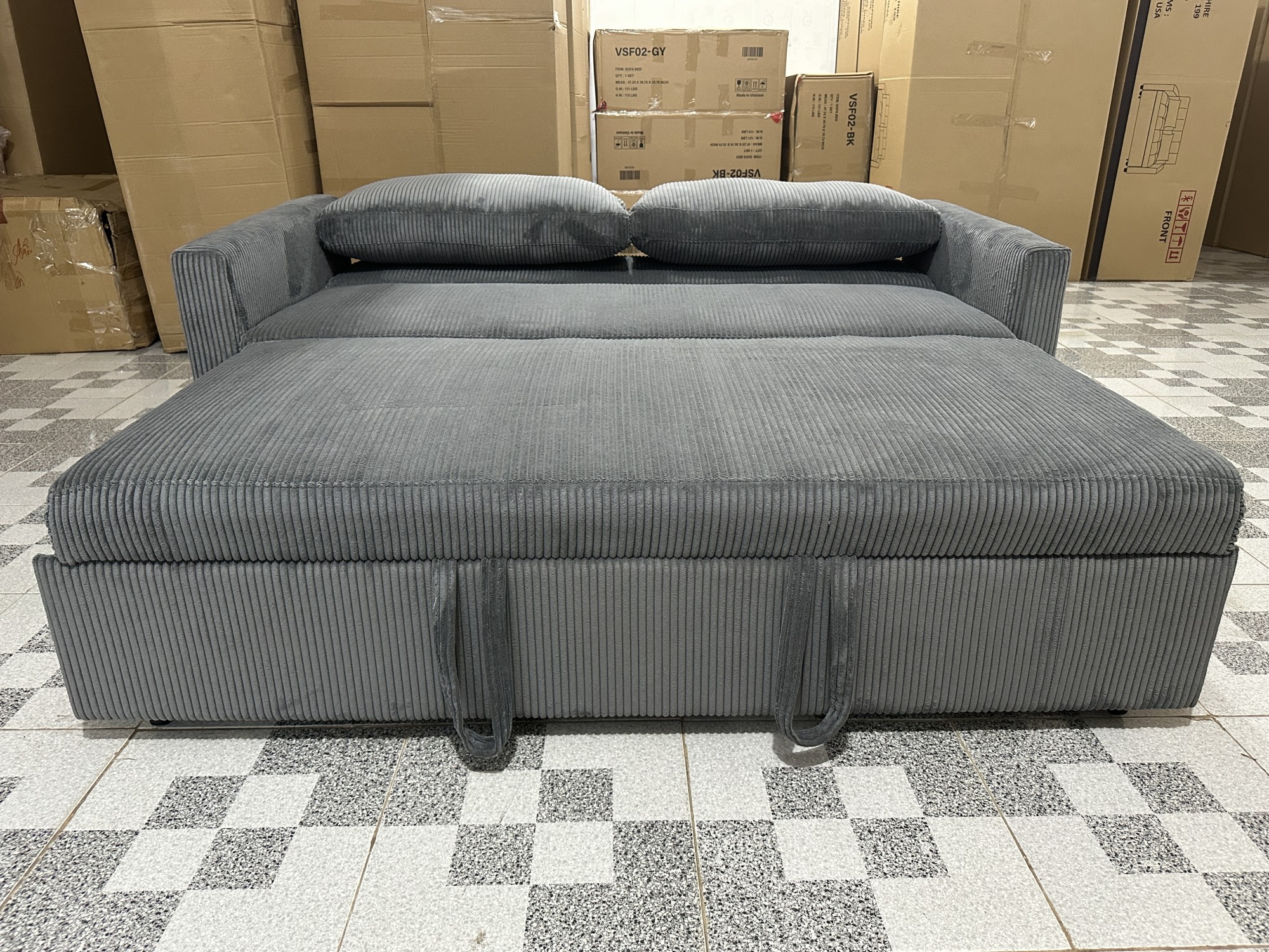SOFA BED 1M8 VẢI GÂN XÁM - ảnh 6